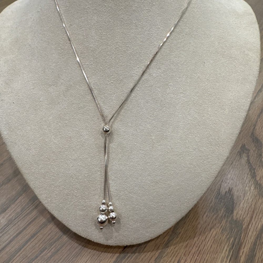 Sterling Silver adjustable dangle necklace.  Made in Italy - Picture 2 of 7